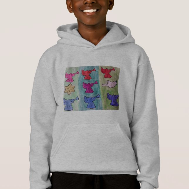 Jul Änglar med trumpets Hoodie T Shirt (Framsida)
