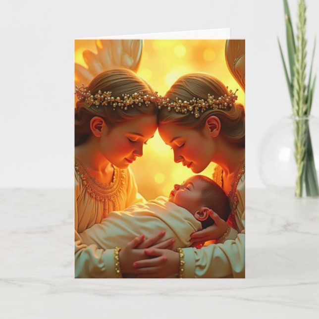 Jul-Änglar och Jesus-folktkort Kort (Framsida)