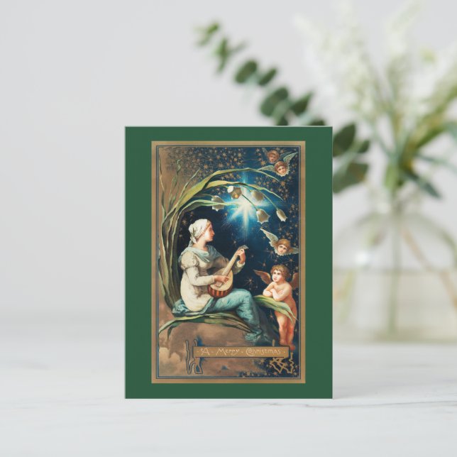 Jul änglar, stjärnor, kvinnor och måne helg vykort (Stående Fram)