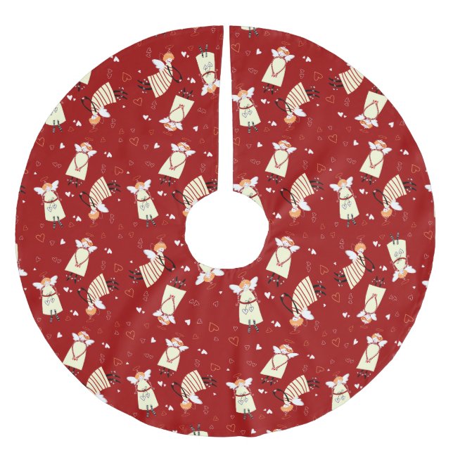 Jul Änglar Träd Skirt, Brisch Polyester Julgransmatta Borstad Polyester (Framsidan)