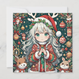 Jul Anime flicka Julkort