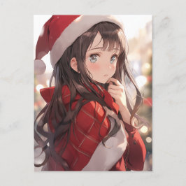 Jul Anime Girl Helg Vykort