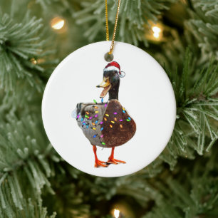 Jul Anka med hatt och ljus Julgransprydnad Keramik