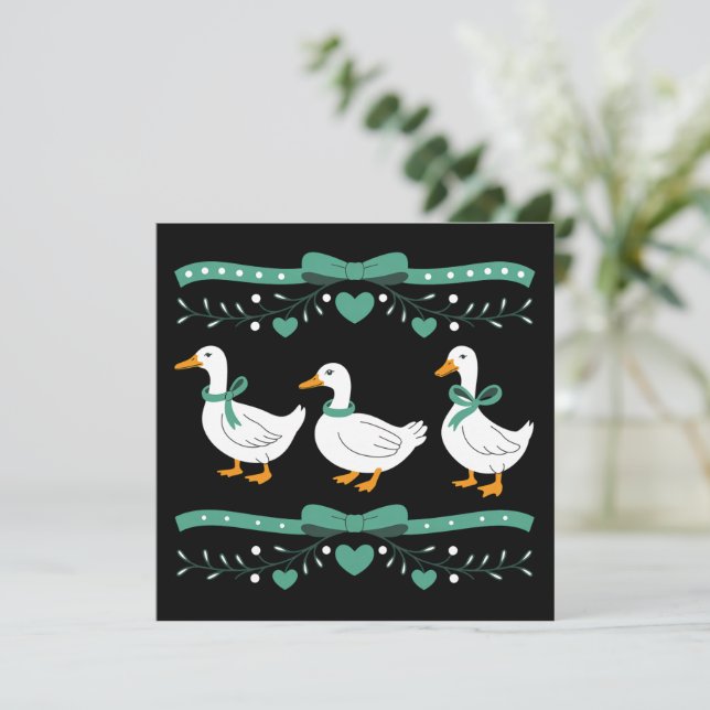 Jul Anka Rolig Anka Älskare Xmas  Julkort (Stående Fram)