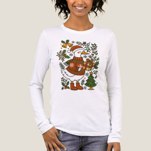 Jul Anka Söt Vinter Högtid Floral T Shirt