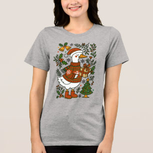 Jul Anka Söt Vinter Semester Blommig T Shirt