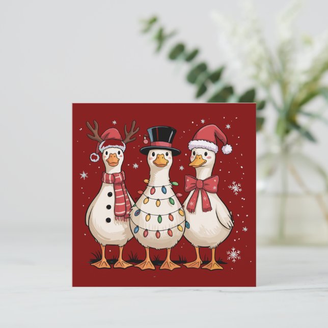 Jul Anka Tomte Rolig Söt Snöman Jul Julkort (Stående Fram)