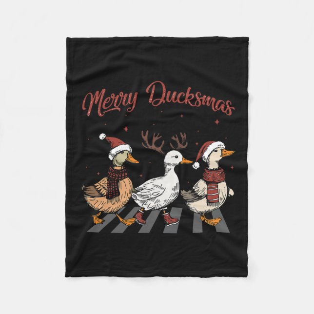 Jul Ankor Merry Ducksmas Funny Animals Holid Fleecefilt (Framsidan)