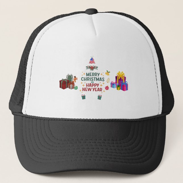 jul Anpassad Skum Trucker Hatt, Vit och Svart Keps (Framsida)