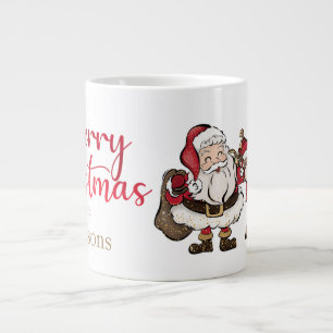 Jul - Anpassat namn för Santa och Rudolph Jumbo Mugg