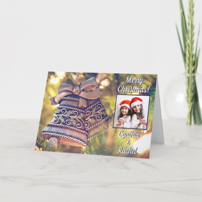 Jul-anpassningsbar-kort för foto- och texthälsning helgkort (Framsida)