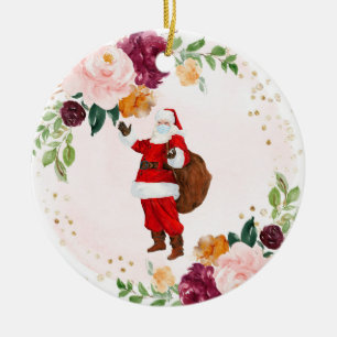 Jul-Ansikte-mask Santa 2020 Julgransprydnad Keramik