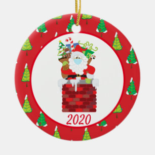 Jul ansiktsmask Santa Söt 2020 Julgransprydnad Keramik