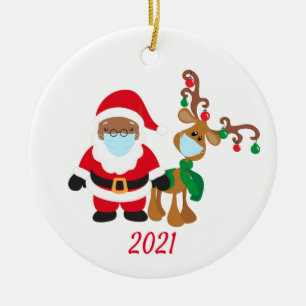 Jul ansiktsmask Tomte Ren Etnisk 2020 Julgransprydnad Keramik