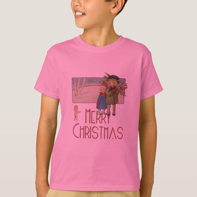 Jul Antik Barn Illustration 1920 T Shirt (Framsida)