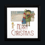 Jul Antique Children Illustration 1920 Minnesask<br><div class="desc">Vintage jul Barn och Cherub Vilken söt liten fläck av en jul Hälsning! Två barn som tar med sig julblommor närmar sig med en julklapp. "God jul" står det! Denna lysande bild av julbarnen bygger på ett postkort från 1920. Bilden av julbarnen är ganska vacker. De har lite jul jackande...</div>