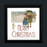 Jul Antique Children Illustration 1920 Minnesask<br><div class="desc">Vintage jul Barn och Cherub Vilken söt liten fläck av en jul Hälsning! Två barn som tar med sig julblommor närmar sig med en julklapp. "God jul" står det! Denna lysande bild av julbarnen bygger på ett postkort från 1920. Bilden av julbarnen är ganska vacker. De har lite jul jackande...</div>