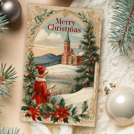 Jul Antique Motif Ram Julhälsningar bil Helgkort