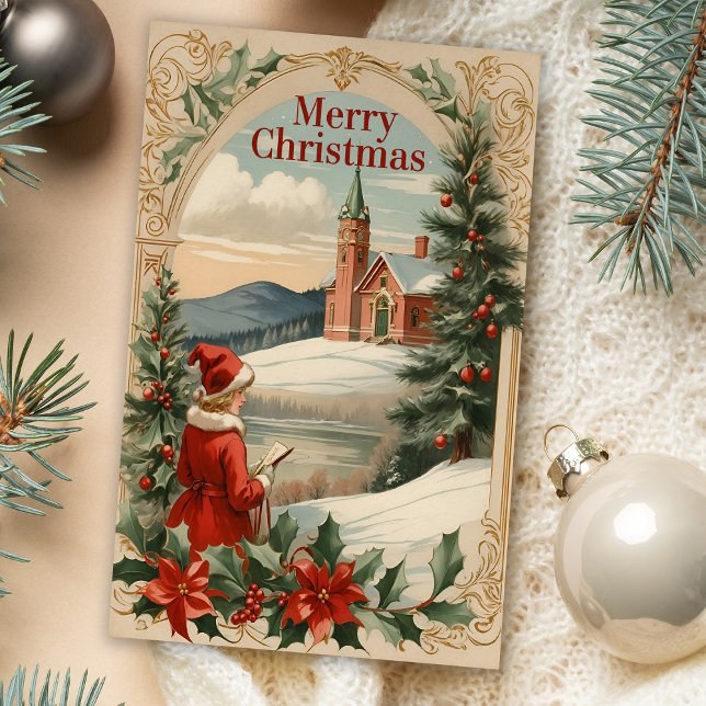 Jul Antique Motif Ram Julhälsningar bil Helgkort (Skapare uppladdad)