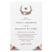 Jul Antler Winter Wedding bjudande