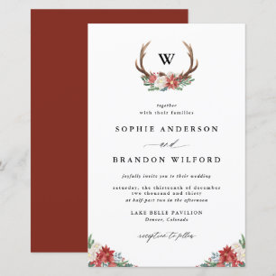 Jul Antler Winter Wedding bjudande