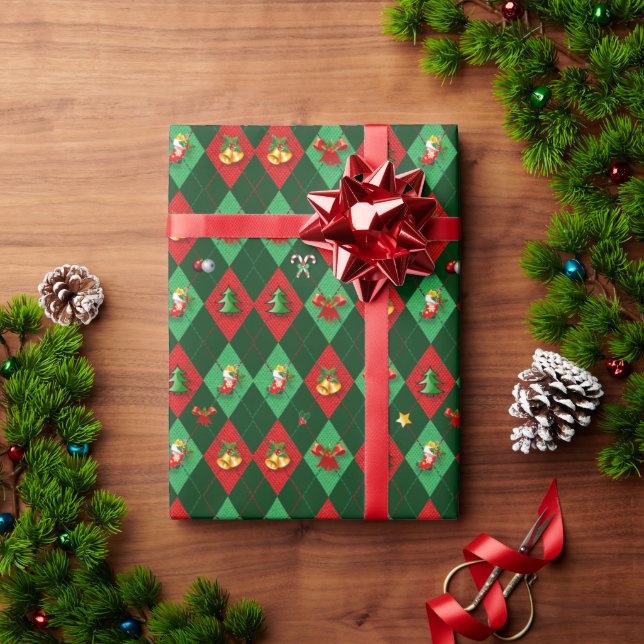 Jul Argyle Diamantmönster Presentpapper (Julgåva)