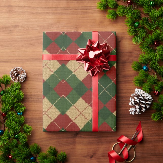 Jul Argyle-rutigt papper  Presentpapper (Julgåva)