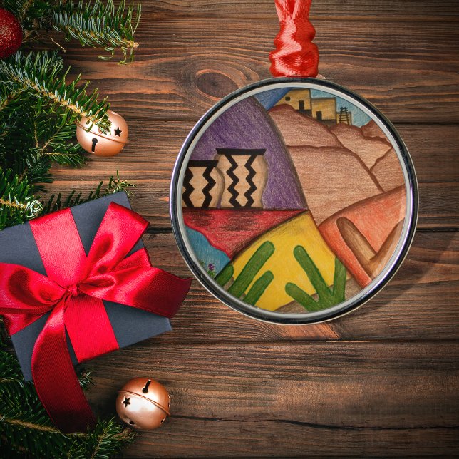 jul Arizona Desert Southwest Folk Art Julgransprydnad Metall (Skapare uppladdad)