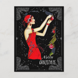 Jul Art Deco Retro Vintage Dam Vykort