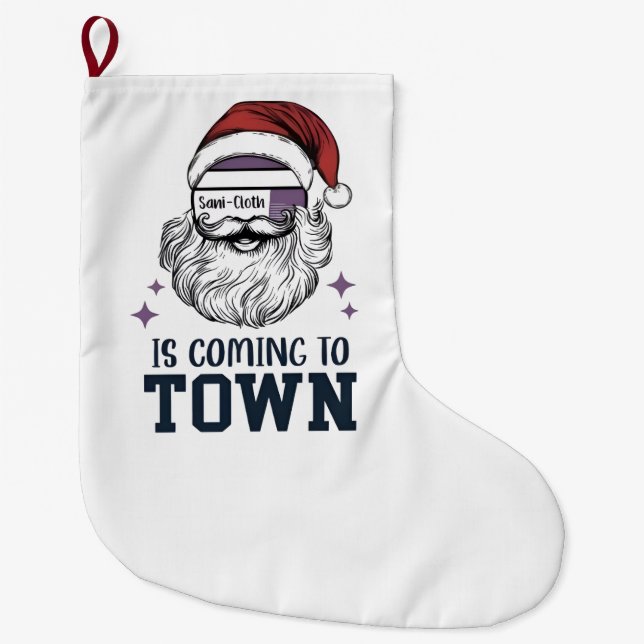 Jul Assistent RN Sjuksköterska Tomte Xmas Stor Julstrumpa (Framsidan)