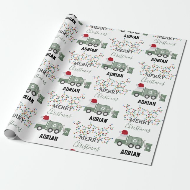 Jul Återvinnings Gaffel Lastbil Anpassat Namn  Presentpapper (Utrullad)