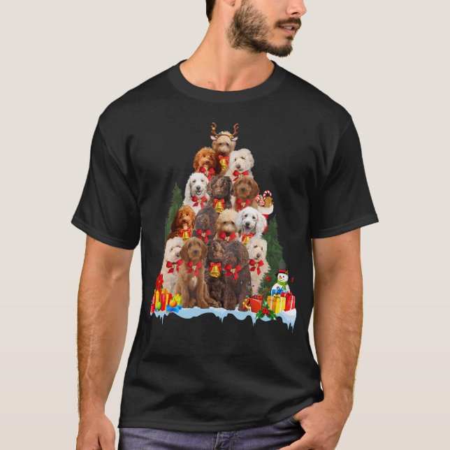 Jul Australian Labradoodle Julafton Träd Gifts T Shirt (Framsida)