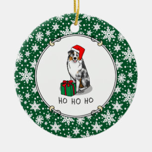 Jul Australian shepherd (blått blått grå/w 1) Julgransprydnad Keramik