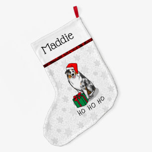Jul Australian shepherd (blått blått grå/w 1) Stor Julstrumpa