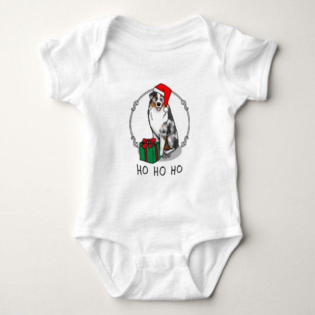 Jul Australian shepherd (blått blått grå/w 1) T Shirt (Framsida)