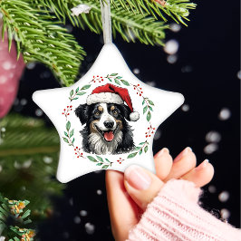 Jul Australian shepherd Personlig Julgransprydnad Keramik