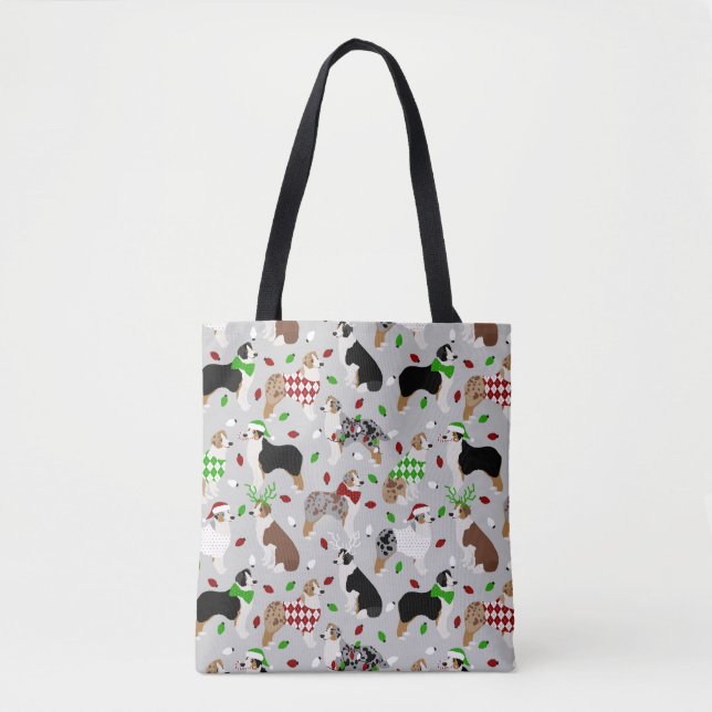 Jul Australian shepherd Tote Bag Tygkasse (Framsida)