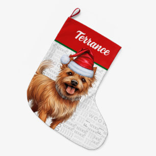 Jul Australian Terrier Hund Namn Woof Stor Julstrumpa