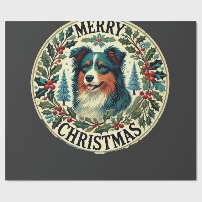 Jul Australisk Shephard Presentpapper (Platt)