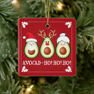 Jul Avocado Santa, Rudolph och Claus Julgransprydnad Keramik