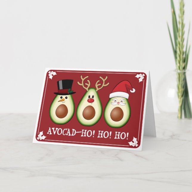 Jul Avokado Frosty, Rudolph och Santa Kort (Framsida)