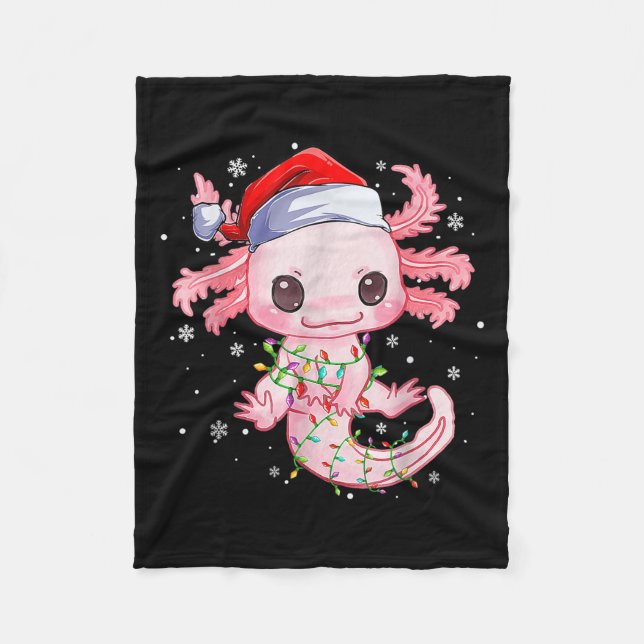 Jul Axolotl Santa Hat Ljus japansk Cute A Fleecefilt (Framsidan)