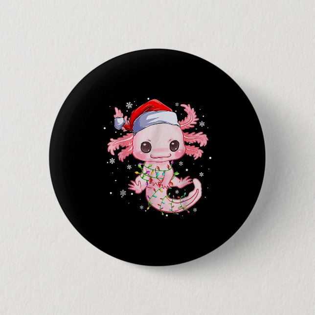 Jul Axolotl Santa Hat Ljus japansk Cute A Knapp (Framsida)