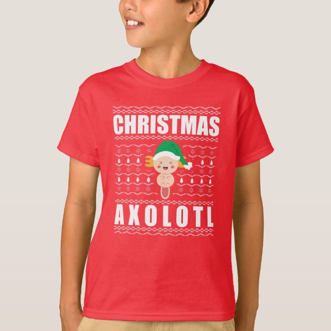 Jul Axolotl Ugly Julafton Sweater T Shirt (Framsida)
