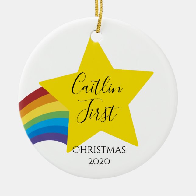 Jul-baby, 1:a jul-nyfödd bebis, julgransprydnad keramik (Framsidan)