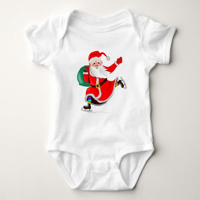 Jul Baby Bodydräkt Santa med Gift T Shirt (Framsida)