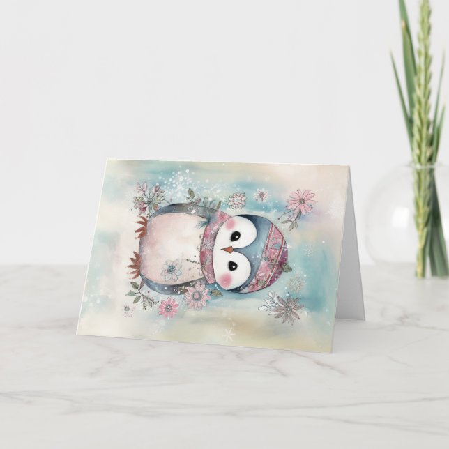 Jul Baby djur Penguin Julhälsningar Kort (Framsida)
