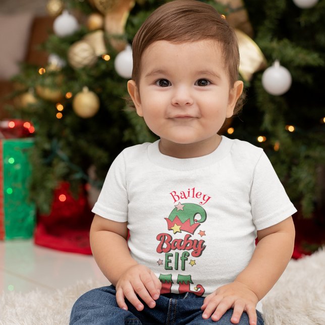 Jul Baby Elf skräddarsydd baby t-shirt (christmas baby elf customized baby tshirt)