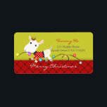 Jul Baby Goat KId Djuretikett Adressetikett<br><div class="desc">Adressetikett för gryningen av jultomten från TammyAndMummy. En söt baby-getunge i en julgossare som tände lite julljus från Julgran. Du kan ändra all text och all bakgrund i färg. Underbar för födelsedagar,  babyduschar,  tillkännagivande för födelse,  temapartyn,  middagsprogram party,  helgdagar,  projekt,  affärsposteringar,  hantverk,  skrotböcker,  projekt med mera!</div>