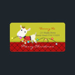 Jul Baby Goat KId Djuretikett Adressetikett<br><div class="desc">Adressetikett för gryningen av jultomten från TammyAndMummy. En söt baby-getunge i en julgossare som tände lite julljus från Julgran. Du kan ändra all text och all bakgrund i färg. Underbar för födelsedagar,  babyduschar,  tillkännagivande för födelse,  temapartyn,  middagsprogram party,  helgdagar,  projekt,  affärsposteringar,  hantverk,  skrotböcker,  projekt med mera!</div>